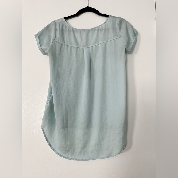 Stradivarius Women Short Sleeve Mint Green Front Zipper High Low Top Size S - Picture 2 of 10